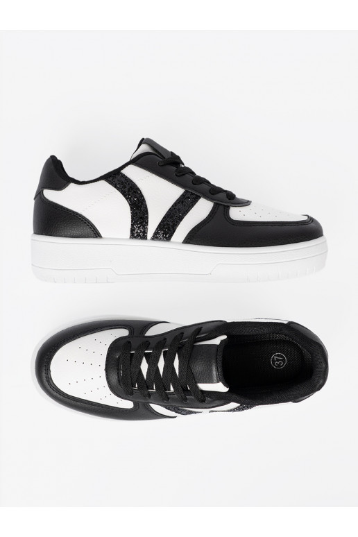  černá-bílé Tenisky z brokatowymi wstawkami