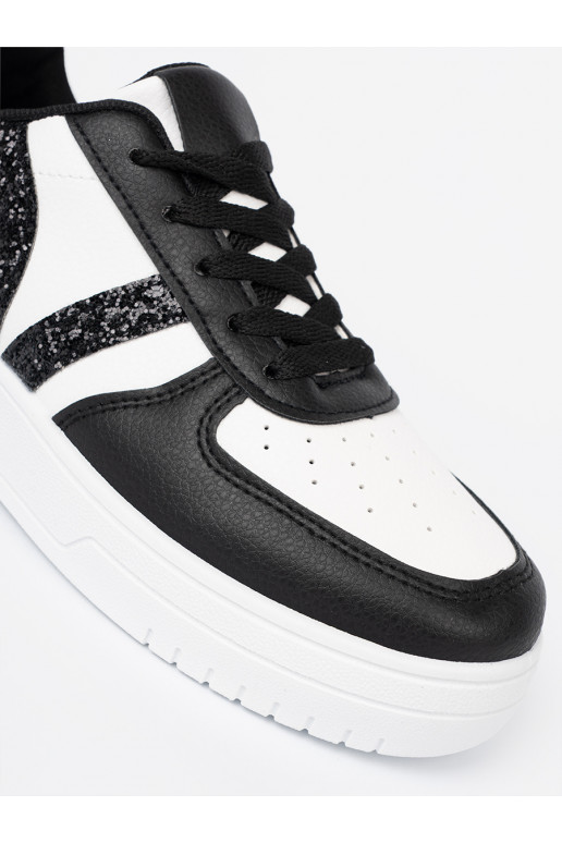  černá-bílé Tenisky z brokatowymi wstawkami