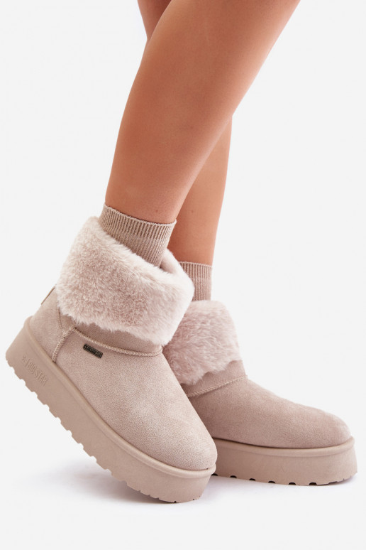 Sněhule s platformou s kožešinou Big Star OO274A107 slonová kost