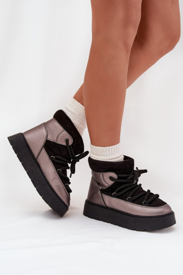  Sněhule  zateplené s kožešinou uvnitř Z Grubym Wiązaniem Černé Xarina