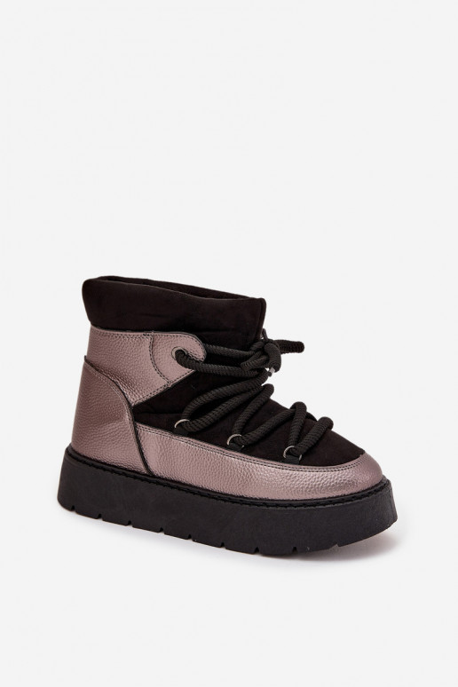  Sněhule  zateplené s kožešinou uvnitř Z Grubym Wiązaniem Černé Xarina