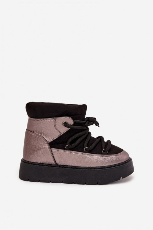  Sněhule  zateplené s kožešinou uvnitř Z Grubym Wiązaniem Černé Xarina