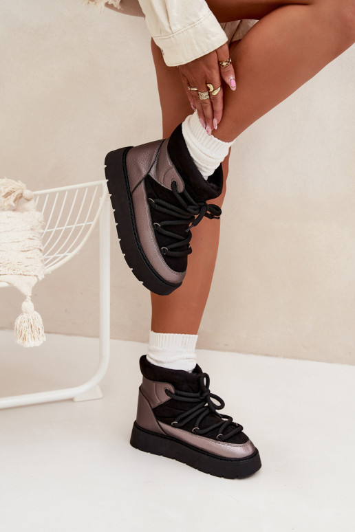  Sněhule  zateplené s kožešinou uvnitř Z Grubym Wiązaniem Černé Xarina