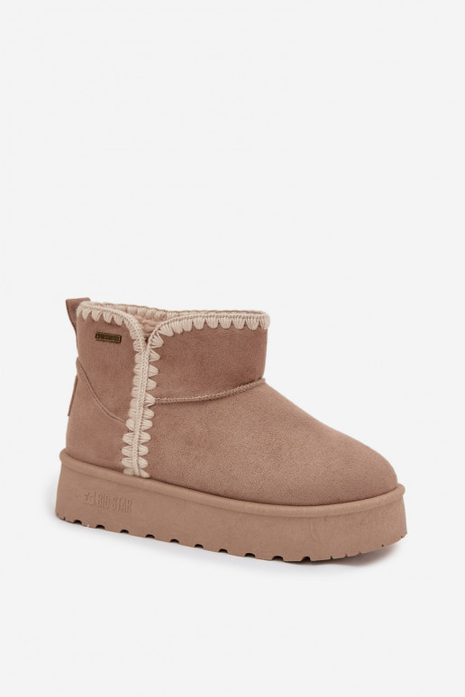 Sněhule  s platformou Z Przeszyciami Big Star SS274129 béžové Sněhule  s platformou Z Przeszyciami Big Star SS274129 béžové