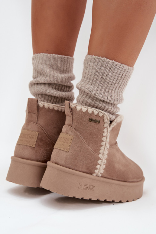Sněhule  s platformou Z Przeszyciami Big Star SS274129 béžové Sněhule  s platformou Z Przeszyciami Big Star SS274129 béžové