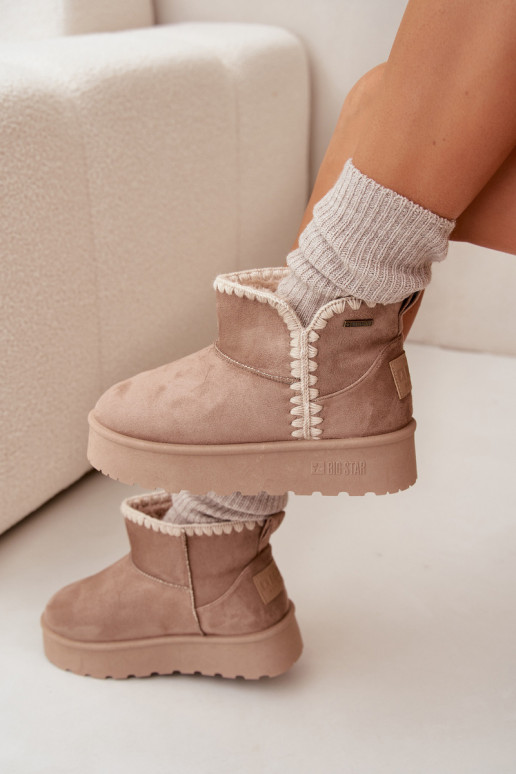 Sněhule  s platformou Z Przeszyciami Big Star SS274129 béžové Sněhule  s platformou Z Przeszyciami Big Star SS274129 béžové