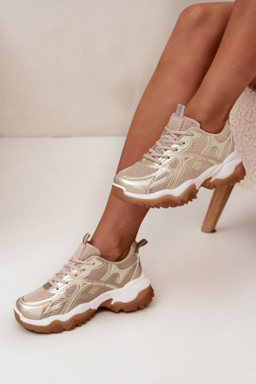 tenisky Tenisky  Big Star SS274014 HI-POLY SYSTEM béžové-zlaté barvy