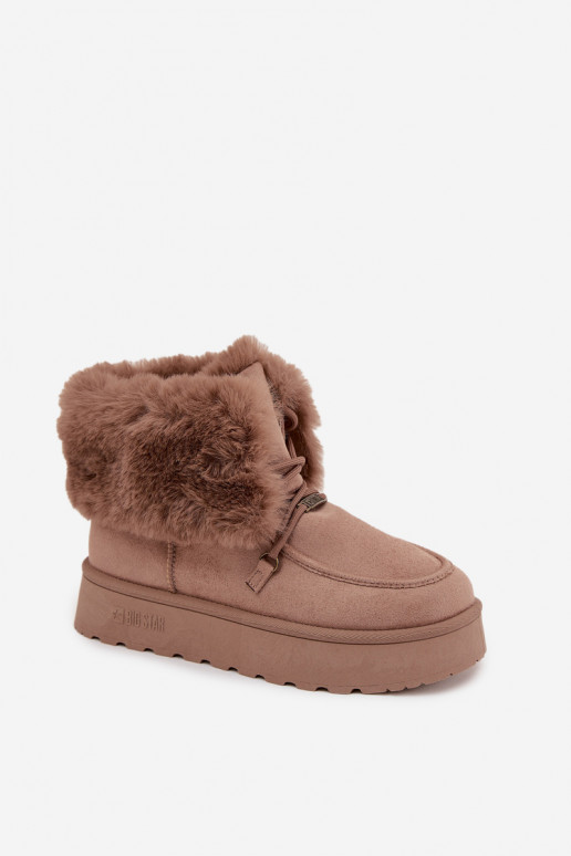 Sněhule  s platformou s kožešinou I Wiązaniem Big Star SS274114 béžové Sněhule  s platformou s kožešinou I Wiązaniem Big Star SS274114 béžové