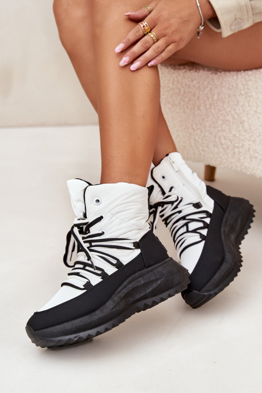 Sněhule   Big Star SS274060 Bílá-Černé Sněhule   Big Star SS274060 Bílá-Černé