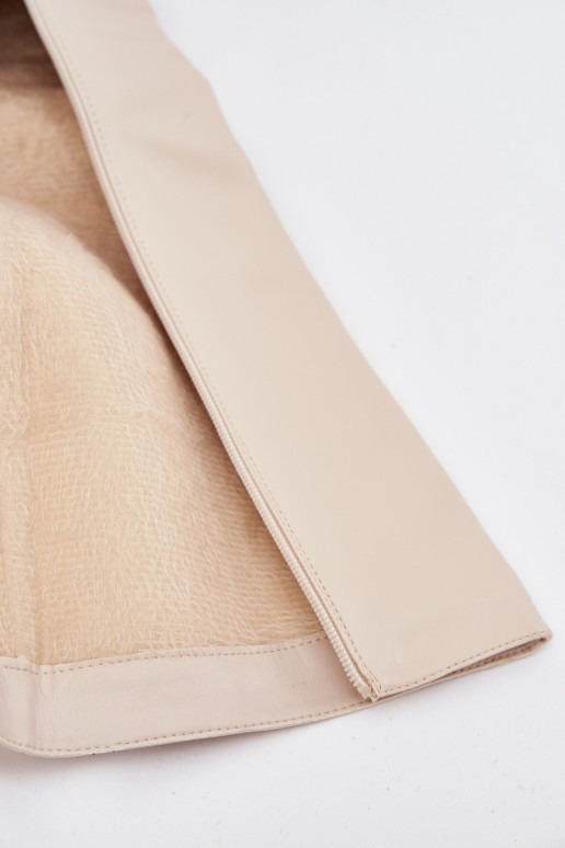 zateplené dámské dlouhé boty s podpatky a platformou slonová kost Lysara