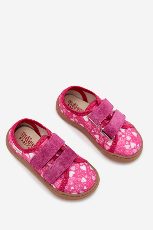 Pantofle Barefoot Dětské se srdíčky Milami růžová Saphira Pantofle Barefoot Dětské se srdíčky Milami růžová Saphira