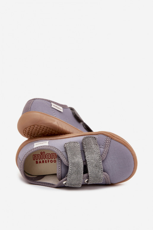 Pantofle Barefoot pro chlapce  Milami šedá Saphira Pantofle Barefoot pro chlapce  Milami šedá Saphira