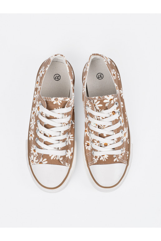 Sportovní béžové boty  S květinami