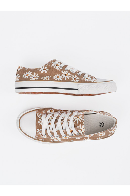 Sportovní béžové boty  S květinami