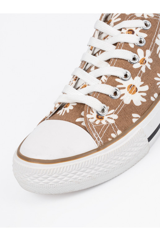 Sportovní béžové boty  S květinami