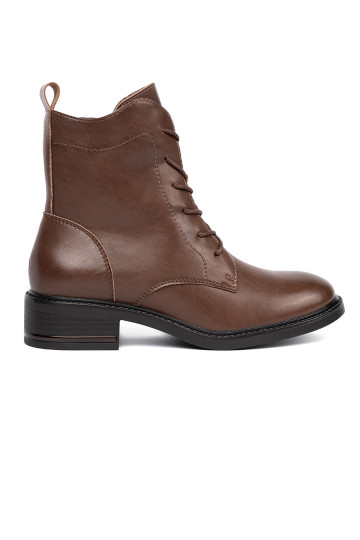 hnědá se šněrováním boty z niskim obcasem Sergio Leone