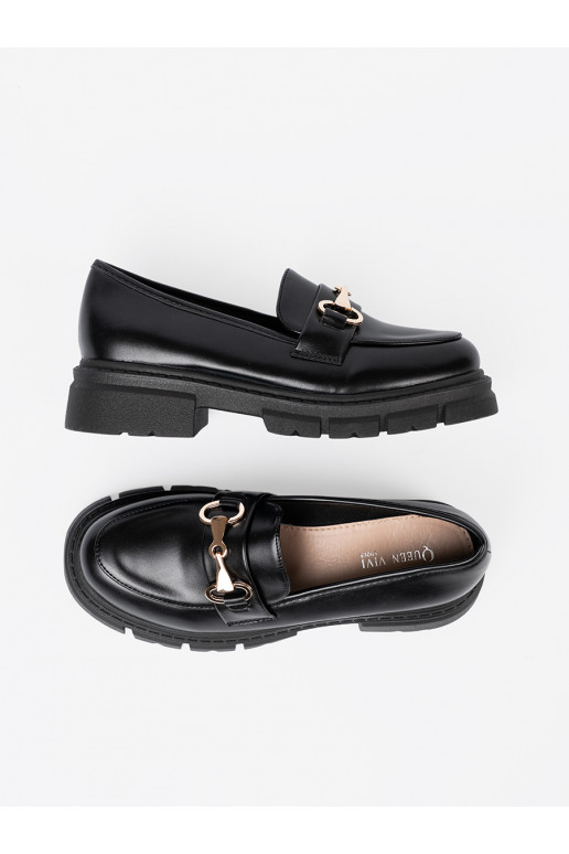  Černé mokasíny z metalową klamrą