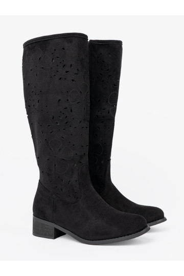 ze semiše Černé dlouhé boty przed kolano 2