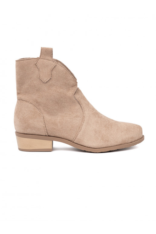 béžové boty kovbojský styl ze semiše