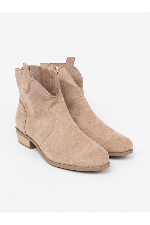 béžové boty kovbojský styl ze semiše