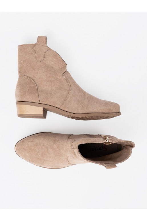 béžové boty kovbojský styl ze semiše