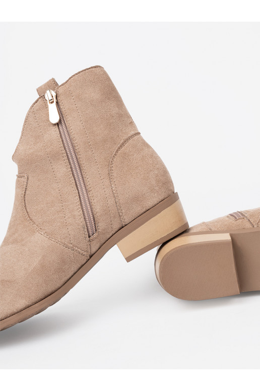 béžové boty kovbojský styl ze semiše