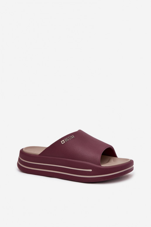 Dámské pantofle s platformou Big Star SS274425 vínová