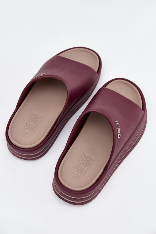 Dámské pantofle s platformou Big Star SS274425 vínová