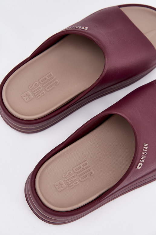 Dámské pantofle s platformou Big Star SS274425 vínová