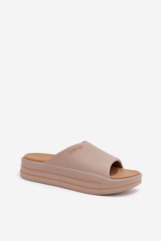 Dámské pantofle s platformou Big Star SS274424 béžové