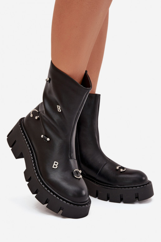 zateplené Dámské podpatky  s pěknými detaily Černé Thavira zateplené Dámské podpatky  s pěknými detaily Černé Thavira