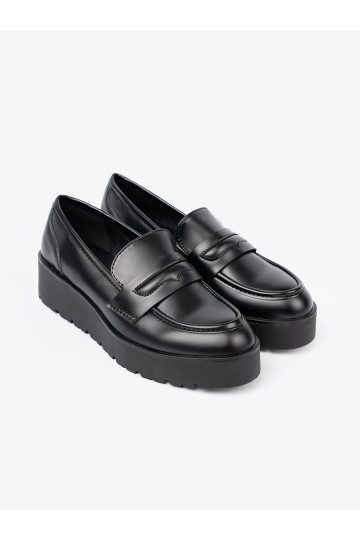 Elegantní styl Černé mokasíny s masivním podpatkem 2