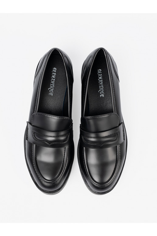 Elegantní styl Černé mokasíny s masivním podpatkem