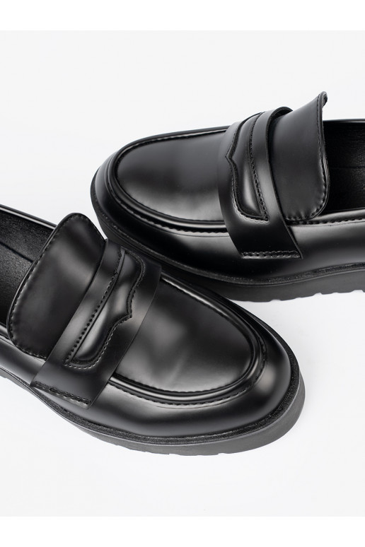 Elegantní styl Černé mokasíny s masivním podpatkem