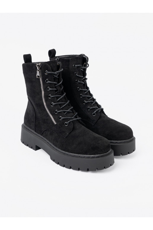 boty  Černé z zamszowym wykończeniem