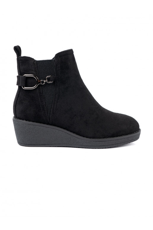 ze semiše boty Černé z elastyczną wstawką