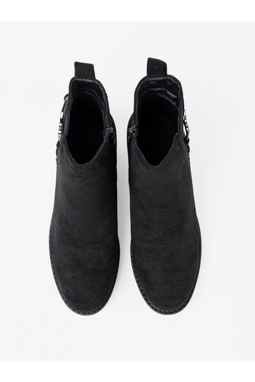 ze semiše boty Černé z elastyczną wstawką