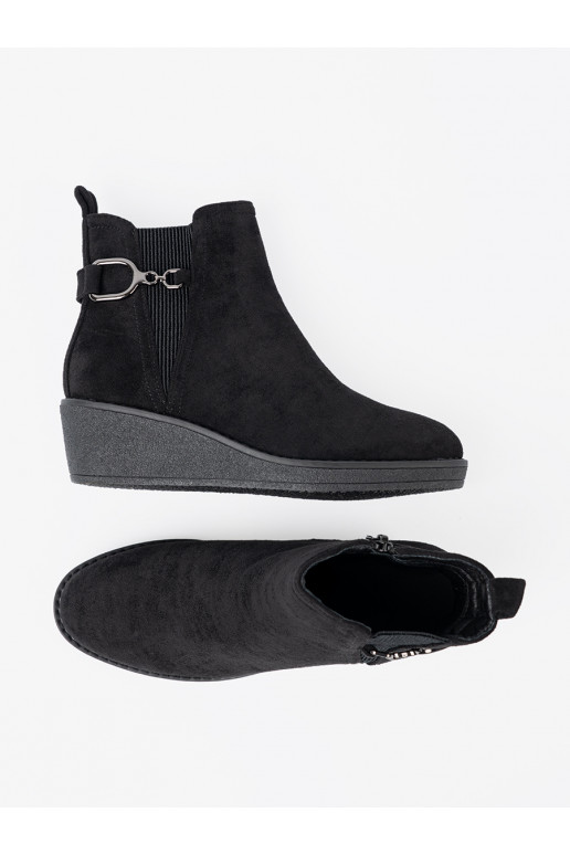 ze semiše boty Černé z elastyczną wstawką