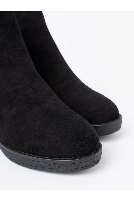 ze semiše boty Černé z elastyczną wstawką