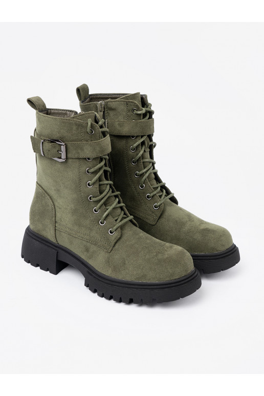 khaki Dámské boty z grubą podeszwą i m