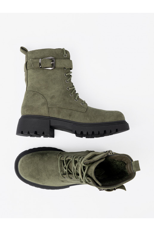 khaki Dámské boty z grubą podeszwą i m