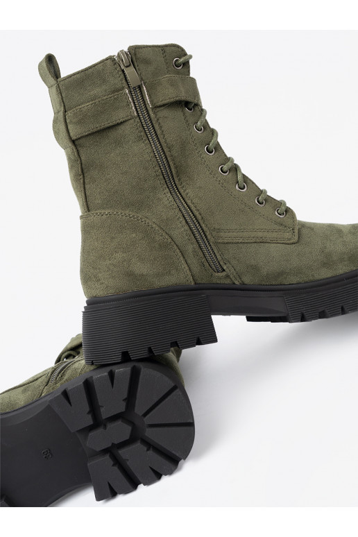 khaki Dámské boty z grubą podeszwą i m