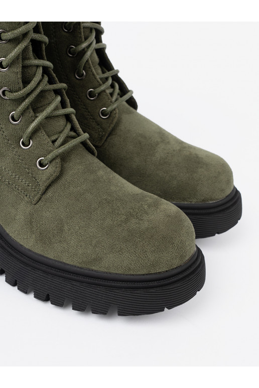 khaki Dámské boty z grubą podeszwą i m