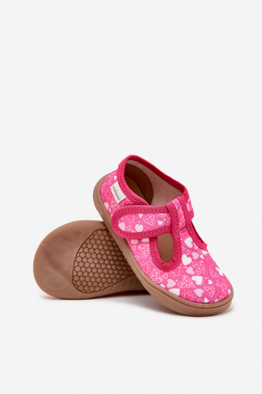 Pantofle Barefoot Dětské se srdíčky se samolepicími uzávěry Milami růžová Talirae Pantofle Barefoot Dětské se srdíčky se samolepicími uzávěry Milami růžová Talirae