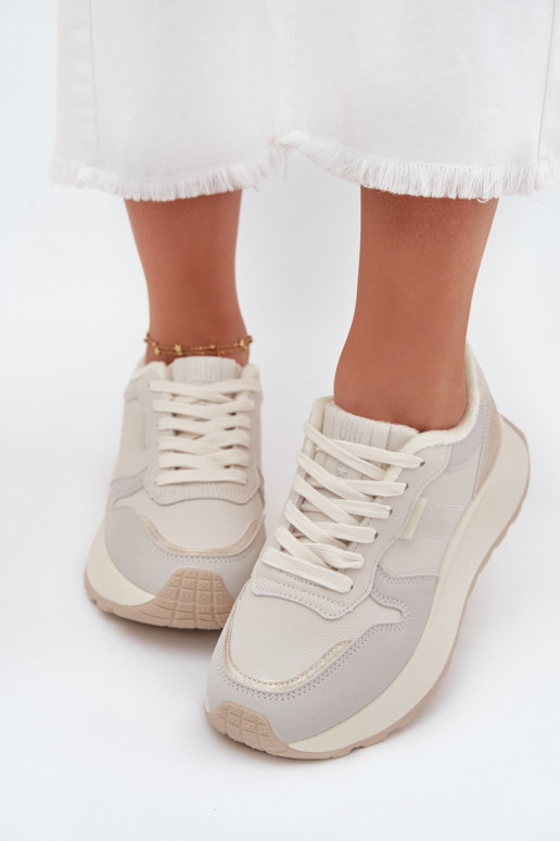 zateplené Tenisky  s platformou Big Star SS274008 HI-POLY SYSTEM slonová kost