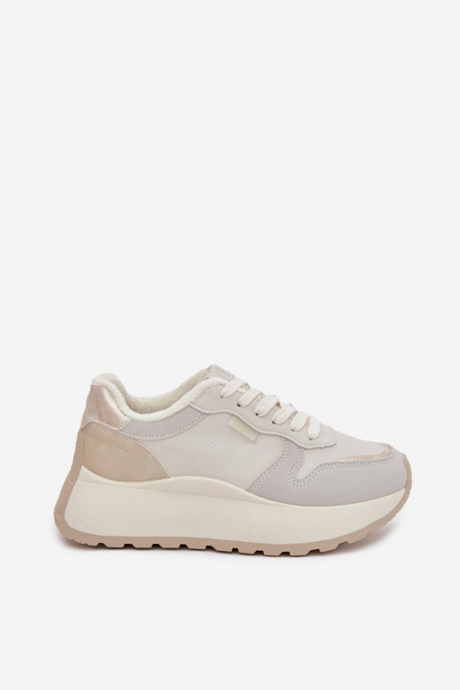 zateplené Tenisky  s platformou Big Star SS274008 HI-POLY SYSTEM slonová kost