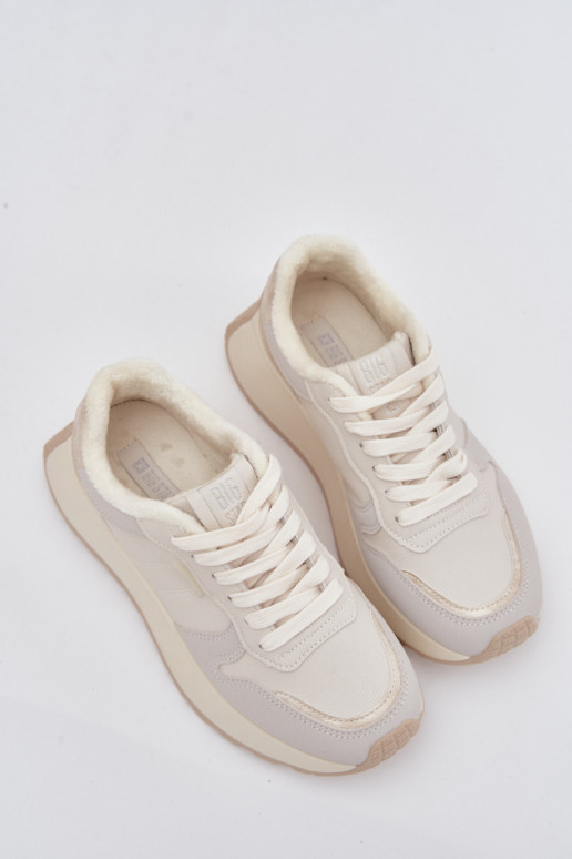 zateplené Tenisky  s platformou Big Star SS274008 HI-POLY SYSTEM slonová kost