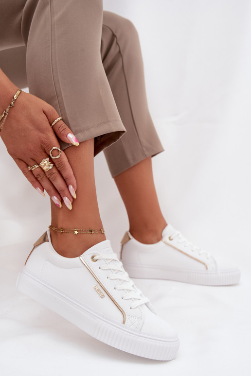  Tenisky z ekologické kůže Big Star SS274026 Bílá-zlaté barvy