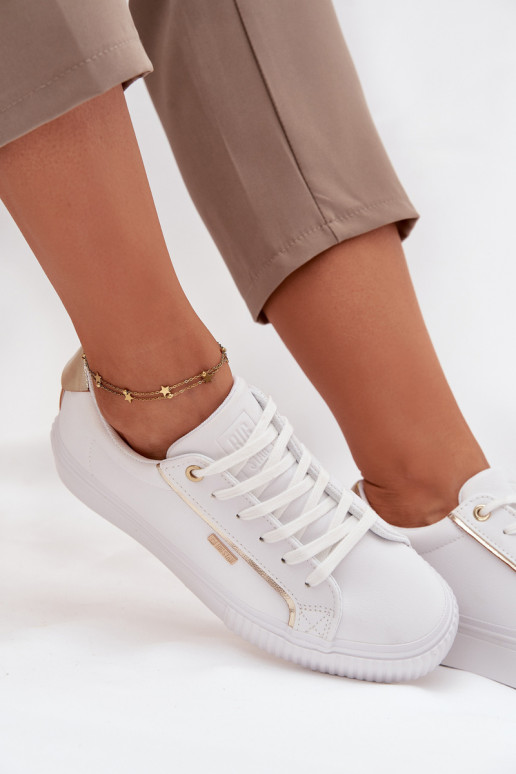  Tenisky z ekologické kůže Big Star SS274026 Bílá-zlaté barvy