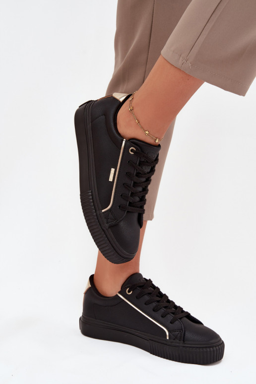  Tenisky z ekologické kůže Big Star SS274025 Černé a-zlaté barvy